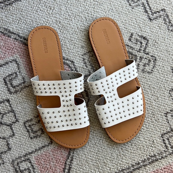 White Studded Sandals - Picture 2 of 3